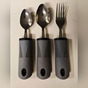 3-Piece Non-Slip Grip, Adaptive Utensil Cutlery Set (Stainless)